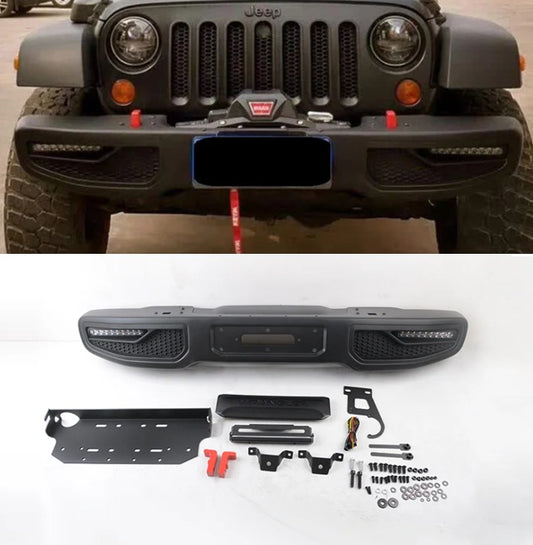 4X4WAVERS Apollo Style Front Bumper with LED Lights - Jeep Wrangler JK/JKU 2007-2018 - 4X4 WAVERS