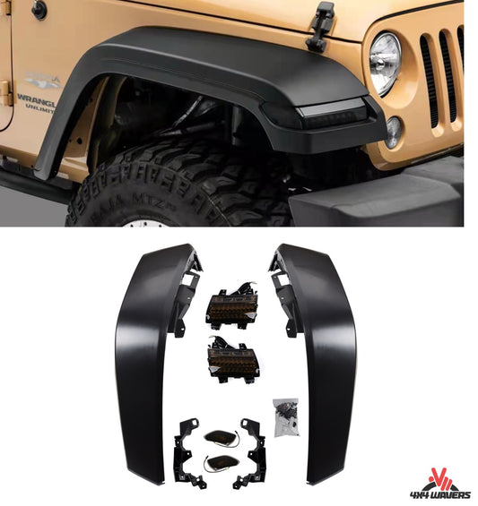 4X4WAVERS JK to JL Upgrade Front Fenders Kit with LED Light - JL Style - Jeep Wrangler JK/JKU 2007-2018 - 4X4 WAVERS