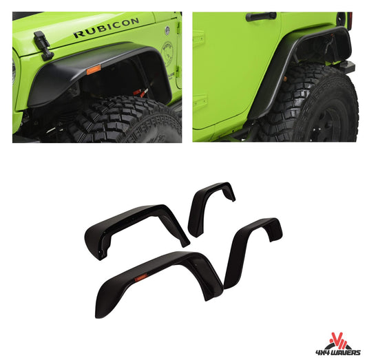 4X4WAVERS Tubular Fender Flares (Front & Rear) with side turn signal light - Jeep Wrangler JK/JKU 2007-2018 - 4X4 WAVERS