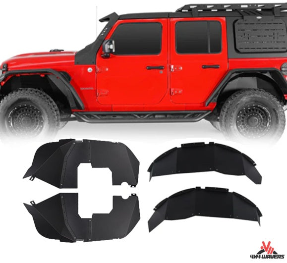 4X4WAVERS Aluminum Front & Rear Inner Fender Liners Kit - Jeep Wrangler JL/JLU/4XE 2018+ - 4X4 WAVERS