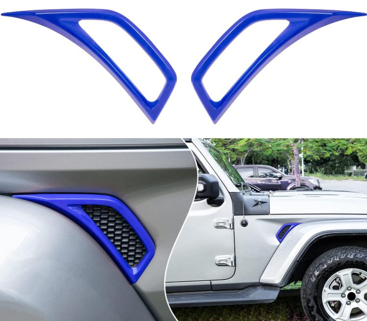 4X4WAVERS Front Side Fender Vents Air Outlet Cover Trim (Blue) - Jeep Wrangler JL/JLU/4XE/JT 2018+ - 4X4 WAVERS