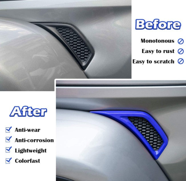 4X4WAVERS Front Side Fender Vents Air Outlet Cover Trim (Blue) - Jeep Wrangler JL/JLU/4XE/JT 2018+ - 4X4 WAVERS