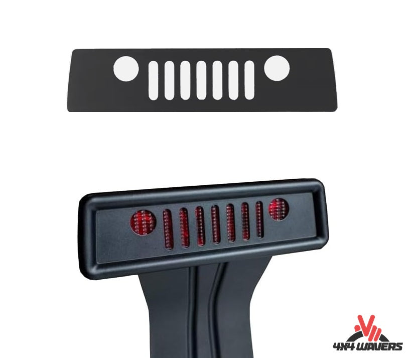 4X4WAVERS Rear High Brake Light Flat Cover - Wrangler Face Style - Jeep Wrangler JK/JKU 2007-2018 - 4X4 WAVERS