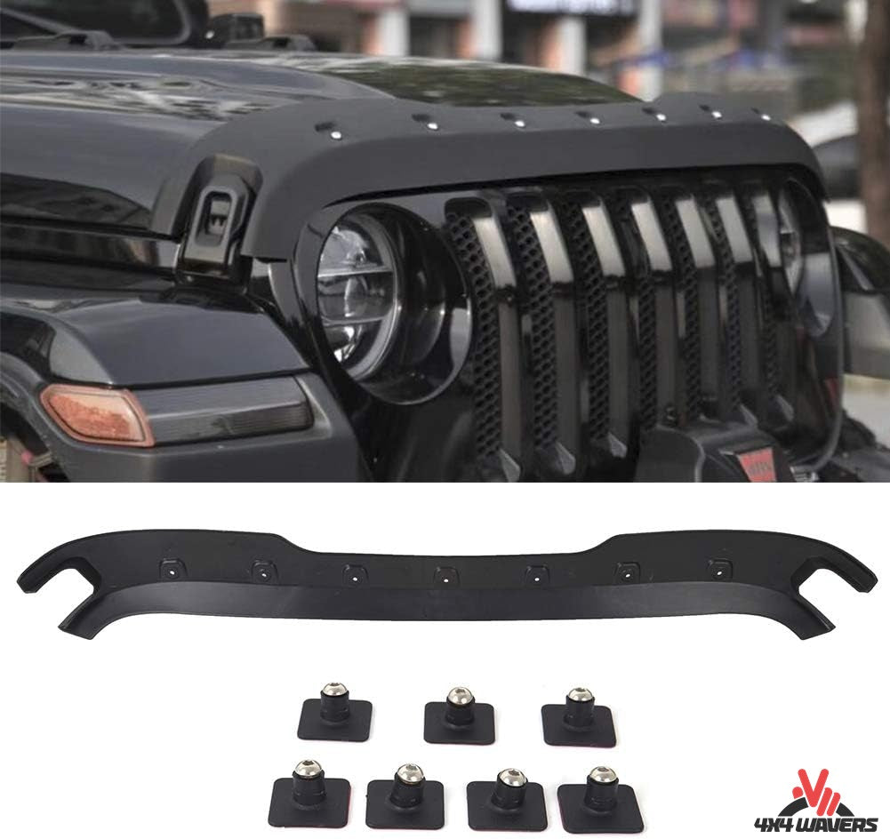 4X4WAVERS Hood Guard - Bug & Stone Protection Sheild - Jeep Wrangler JL/JLU/4XE/JT 2018+ - 4X4 WAVERS