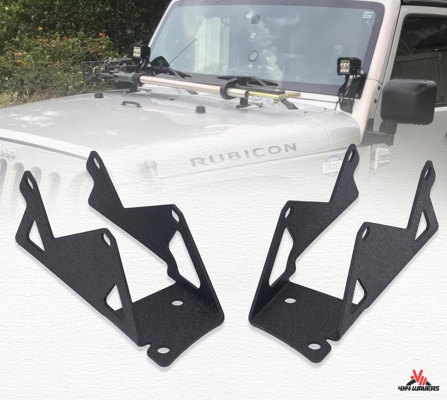 4X4WAVERS Windshield A-pillars Double-deck Mounting Brackets LED - Jeep Wrangler JK/JKU 2007-2018 - 4X4 WAVERS