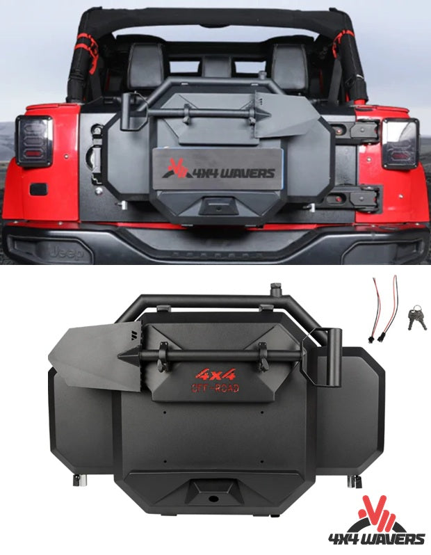 4X4WAVERS Tailgate Multifunction Box - Rear Multifunctional Storage Box with Shovel - Unlimited Offroads Style - Jeep Wrangler JL/JLU/4XE 2018-2025 - 4X4 WAVERS