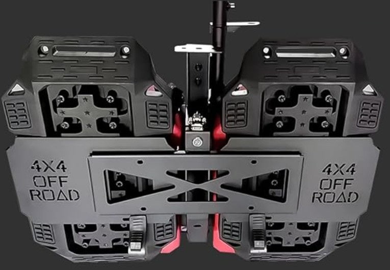 4X4WAVERS Tailgate Equipment - Rear Integrated Kit with 2 Gas Cans Tanks and 2 Traction Boards & Shovel - All-Terrain Offroad Style - Jeep Wrangler JK/JKU/JL/JLU/4XE 2007+ - 4X4 WAVERS