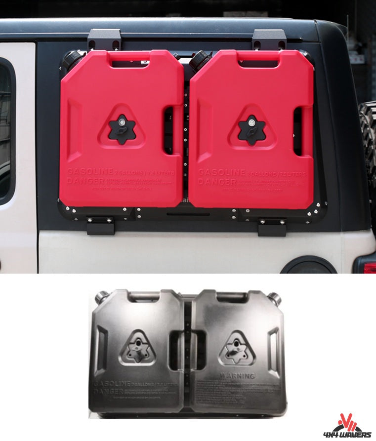 4X4WAVERS Rear Side Window Expansion Multifunction Panel Kit - 2 Gas Tank (Black) - Jeep Wrangler JLU/4XE (4 doors) 2018+ - 4X4 WAVERS