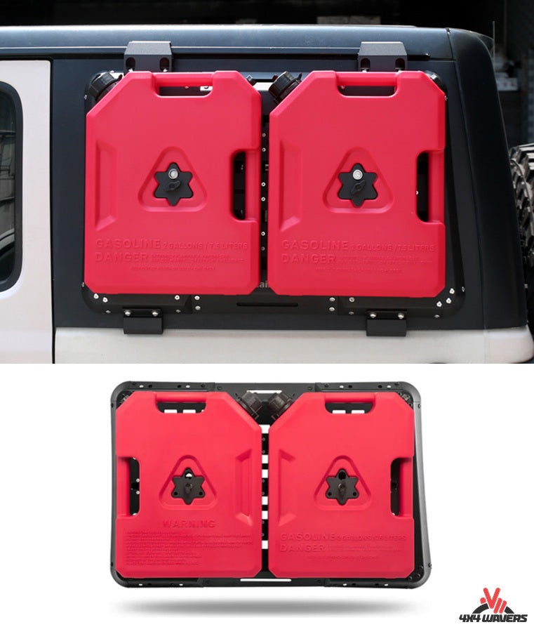 4X4WAVERS Rear Side Window Expansion Multifunction Panel Kit - 2 Gas Tank (Red) - Jeep Wrangler JLU/4XE (4 doors) 2018+ - 4X4 WAVERS