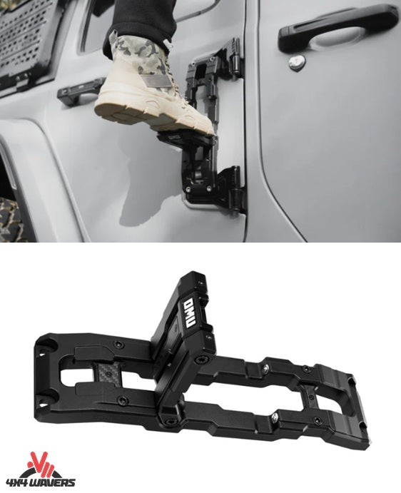 OMU Carbon Fiber & Aluminum Side Door Hinge Step (1 pc only) - All Jeep Wrangler Models 2007+ - 4X4 WAVERS