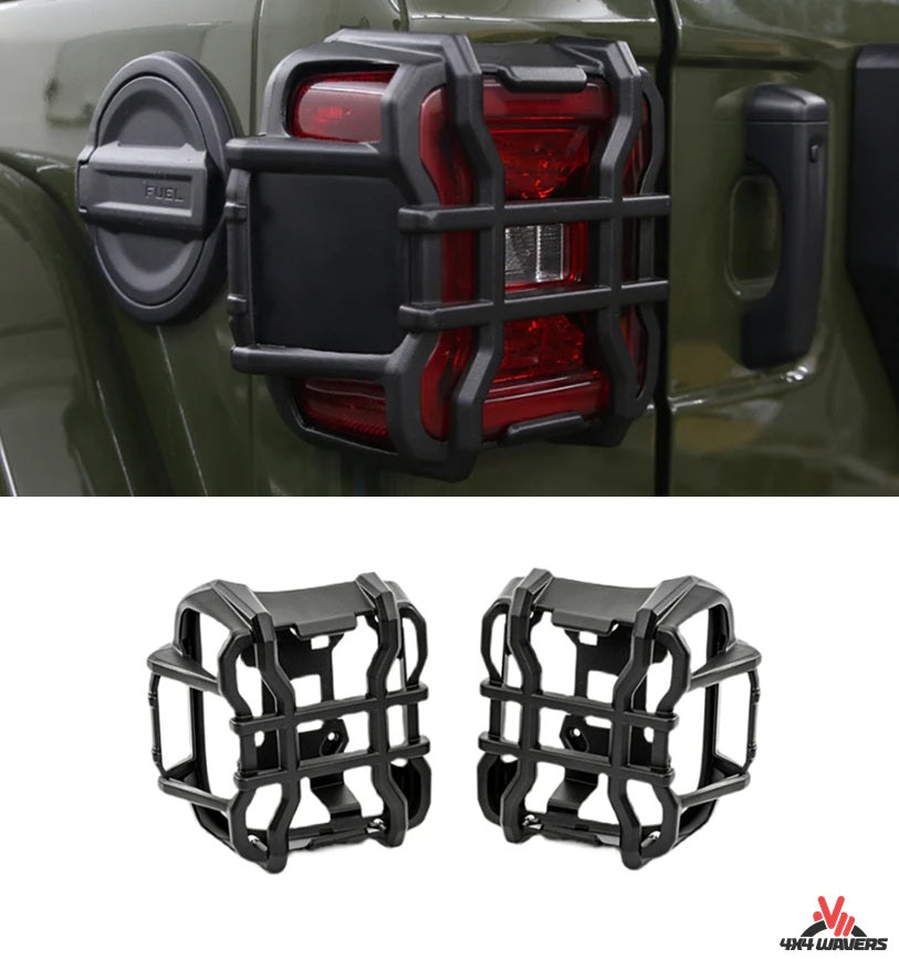 Black Aluminum Taillight & Third Brake Light Protector Covers For Jeep Wrangler JK JKU 2007-2018
