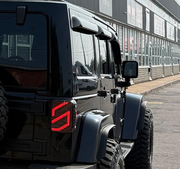 4X4WAVERS Rain Guards & Sun Visor out-channel 6 pieces - Jeep Wrangler JLU/4XE 2018+ (4 doors only) - 4X4 WAVERS