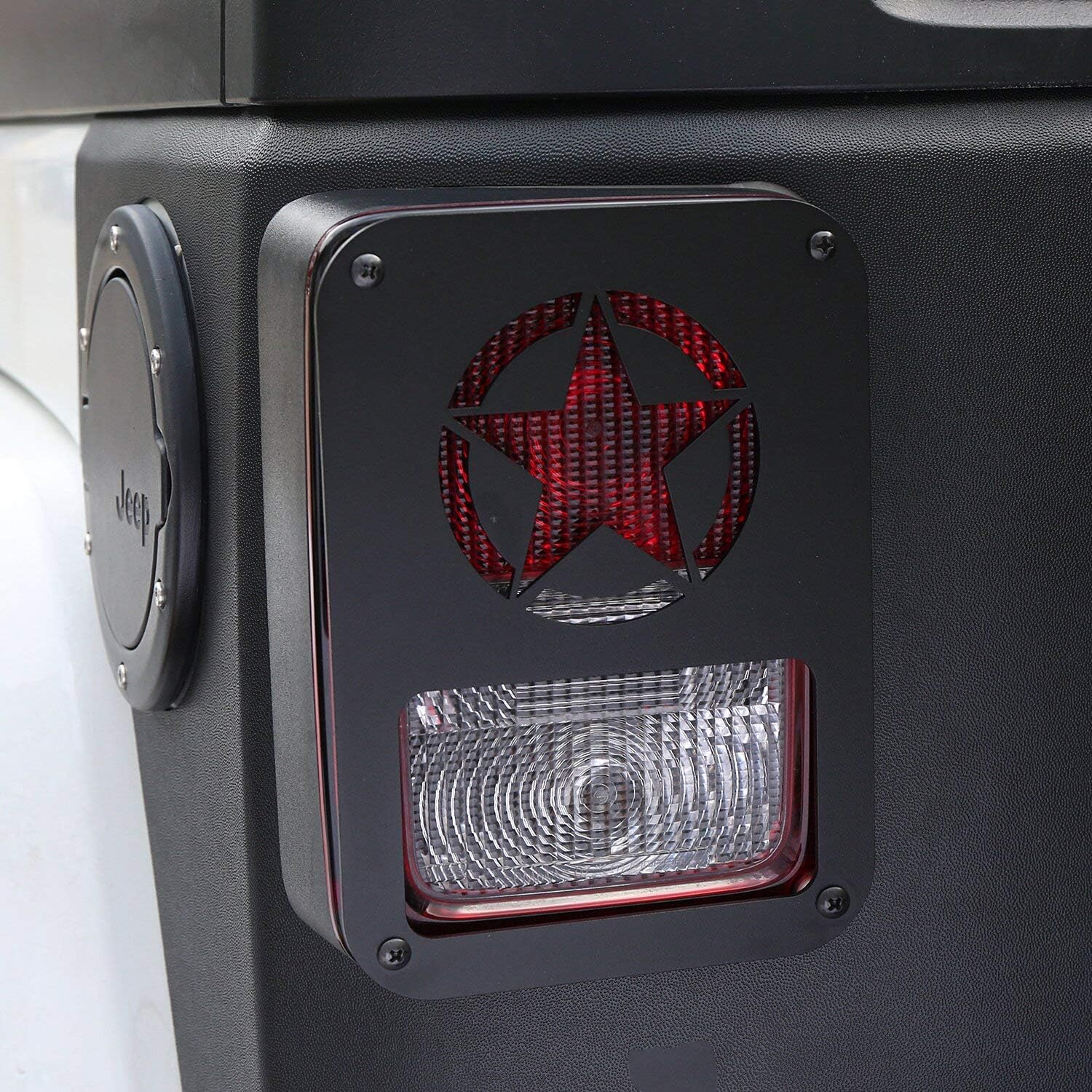4X4WAVERS Taillight Aluminum Cover - Jeep Star Logo - Jeep Wrangler JK/JKU 2007-2018 - 4X4 WAVERS