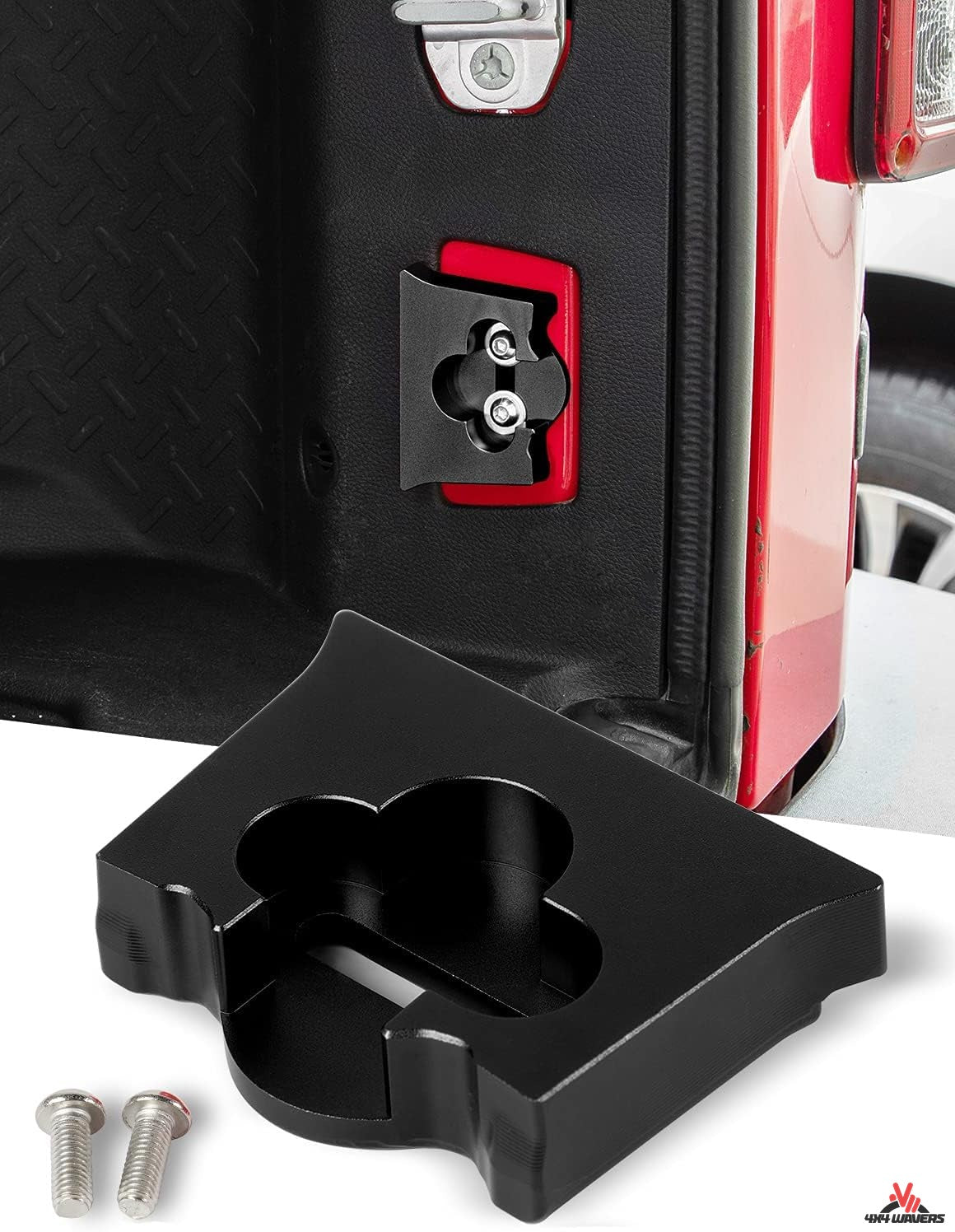 4X4WAVERS Aluminum Tailgate Limiter, Tailgate Latch Bumper Stoper - Jeep Wrangler JK/JKU 2007-2018 - 4X4 WAVERS