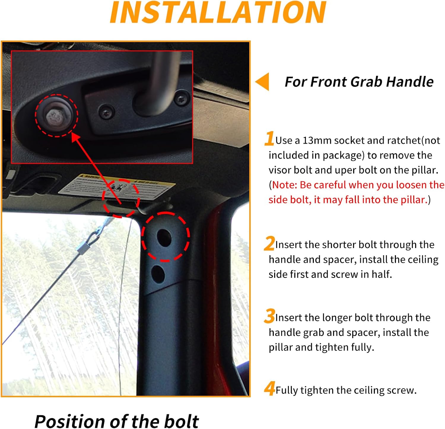 4X4WAVERS Metal Front Grab Handle Kit (Black Color 2 pack ) - Jeep Wrangler JK/JKU 2007-2018 - 4X4 WAVERS