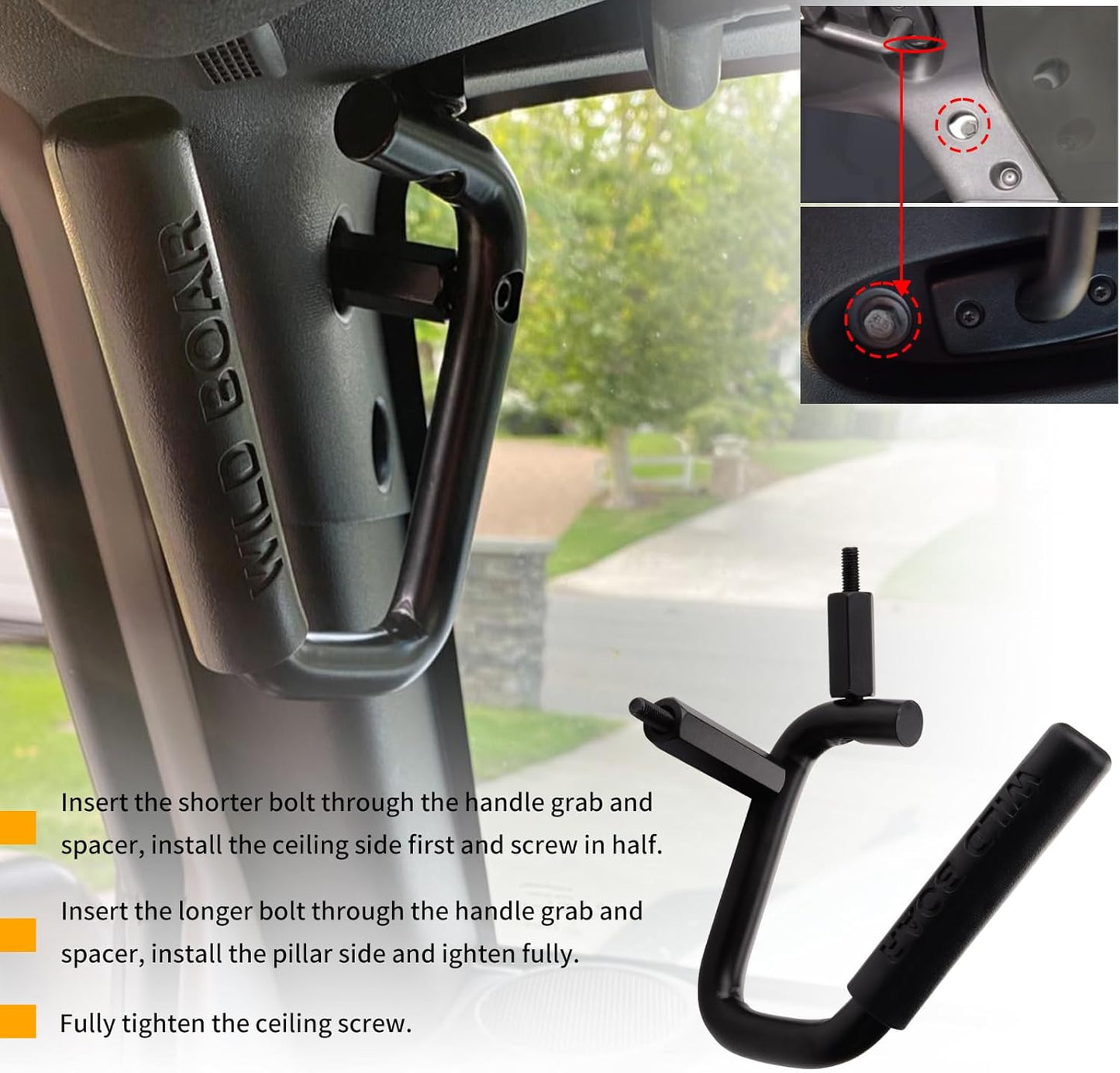 4X4WAVERS Metal Front Grab Handle Kit (Black Color 2 pack ) - Jeep Wrangler JK/JKU 2007-2018 - 4X4 WAVERS
