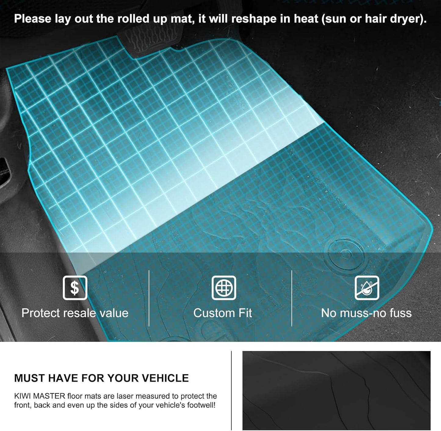 4X4WAVERS 3D Floor Mat Kit - Offroad Topographic Style - Heavy Duty TPE - Jeep Wrangler JL 2018+ (2 doors) - 4X4 WAVERS