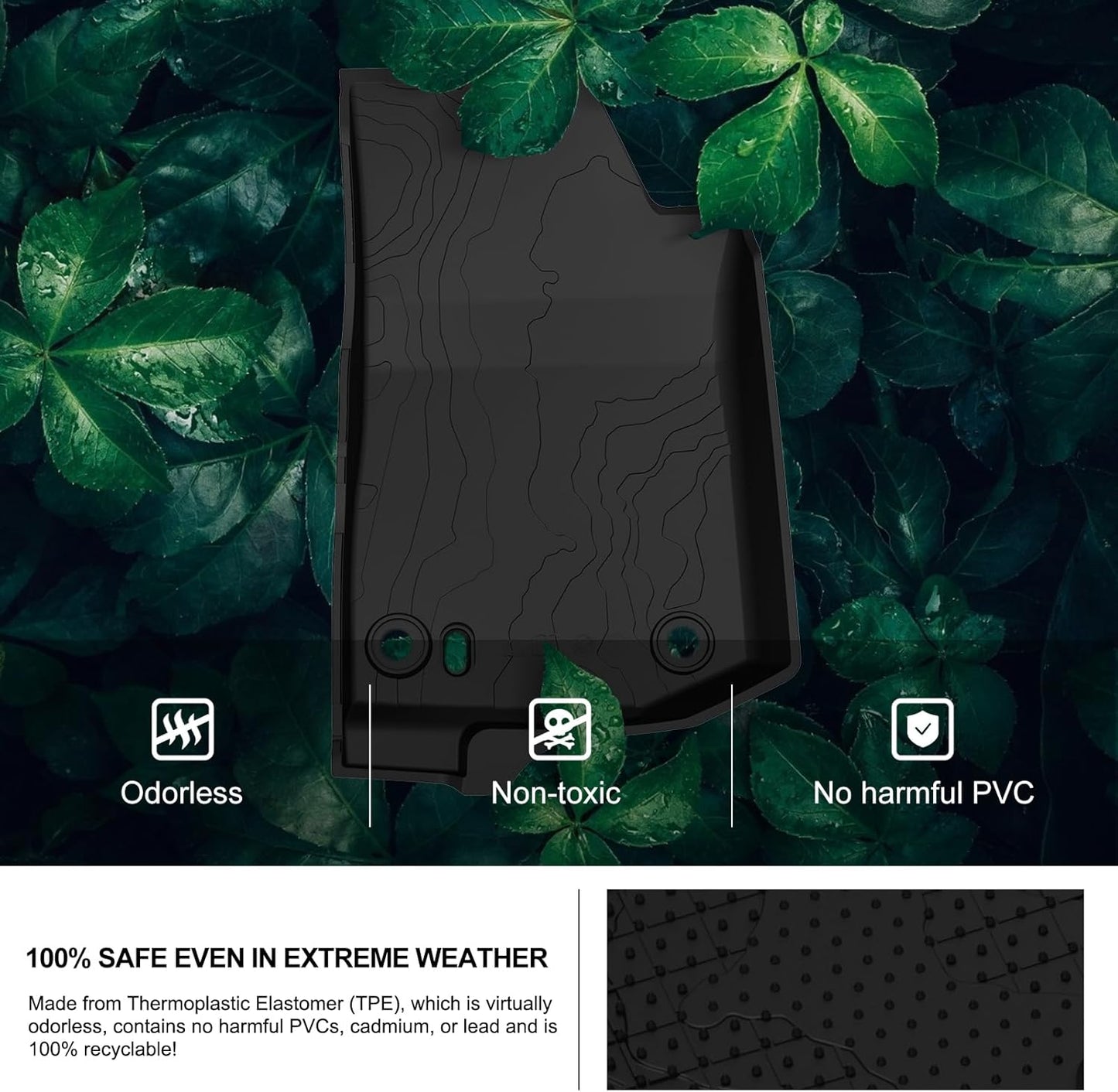 4X4WAVERS 3D Floor Mat Kit - Offroad Topographic Style - Heavy Duty TPE - Jeep Wrangler JL 2018+ (2 doors) - 4X4 WAVERS