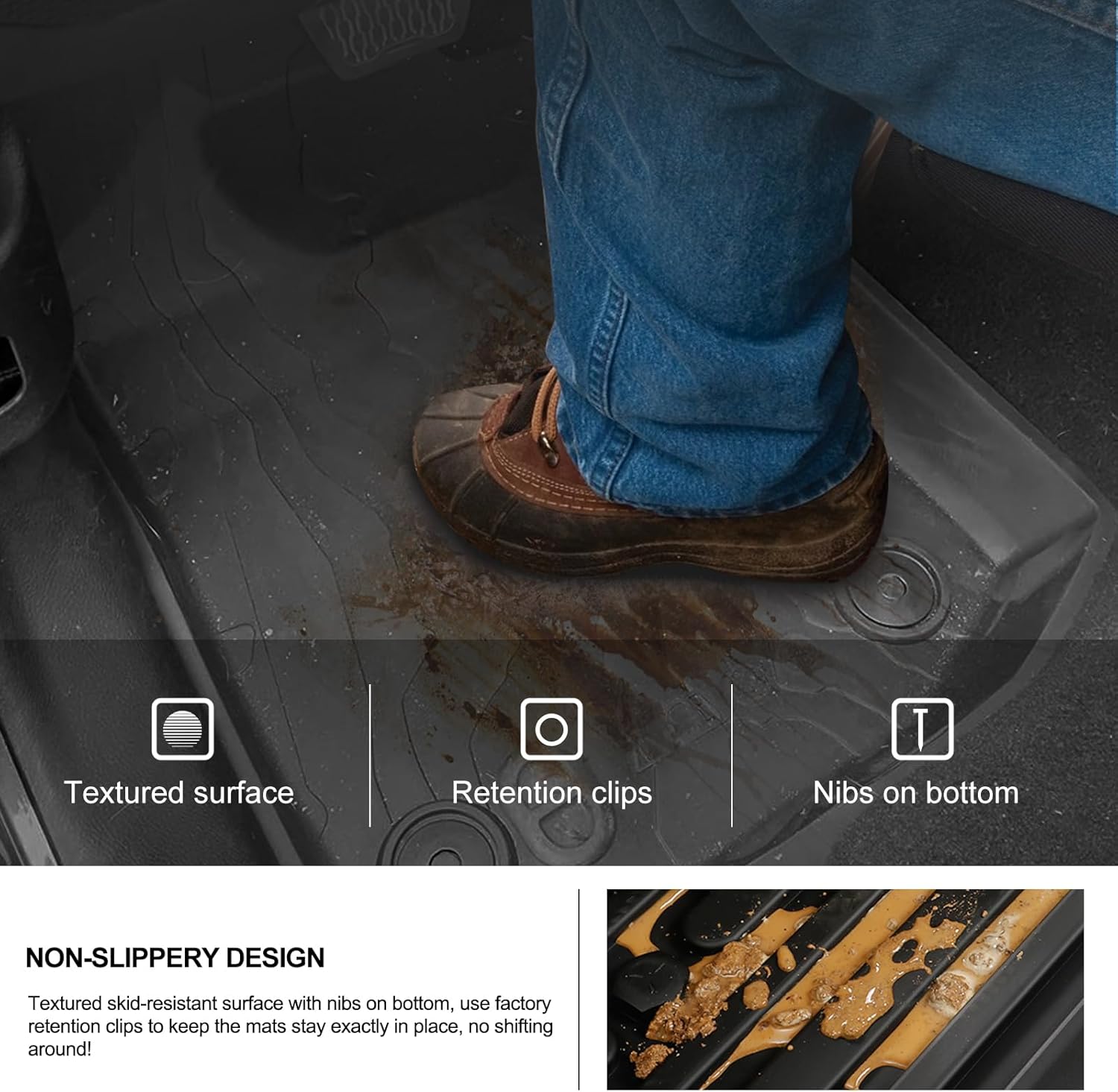 4X4WAVERS 3D Floor Mat Kit - Offroad Topographic Style - Heavy Duty TPE - Jeep Wrangler JL 2018+ (2 doors) - 4X4 WAVERS