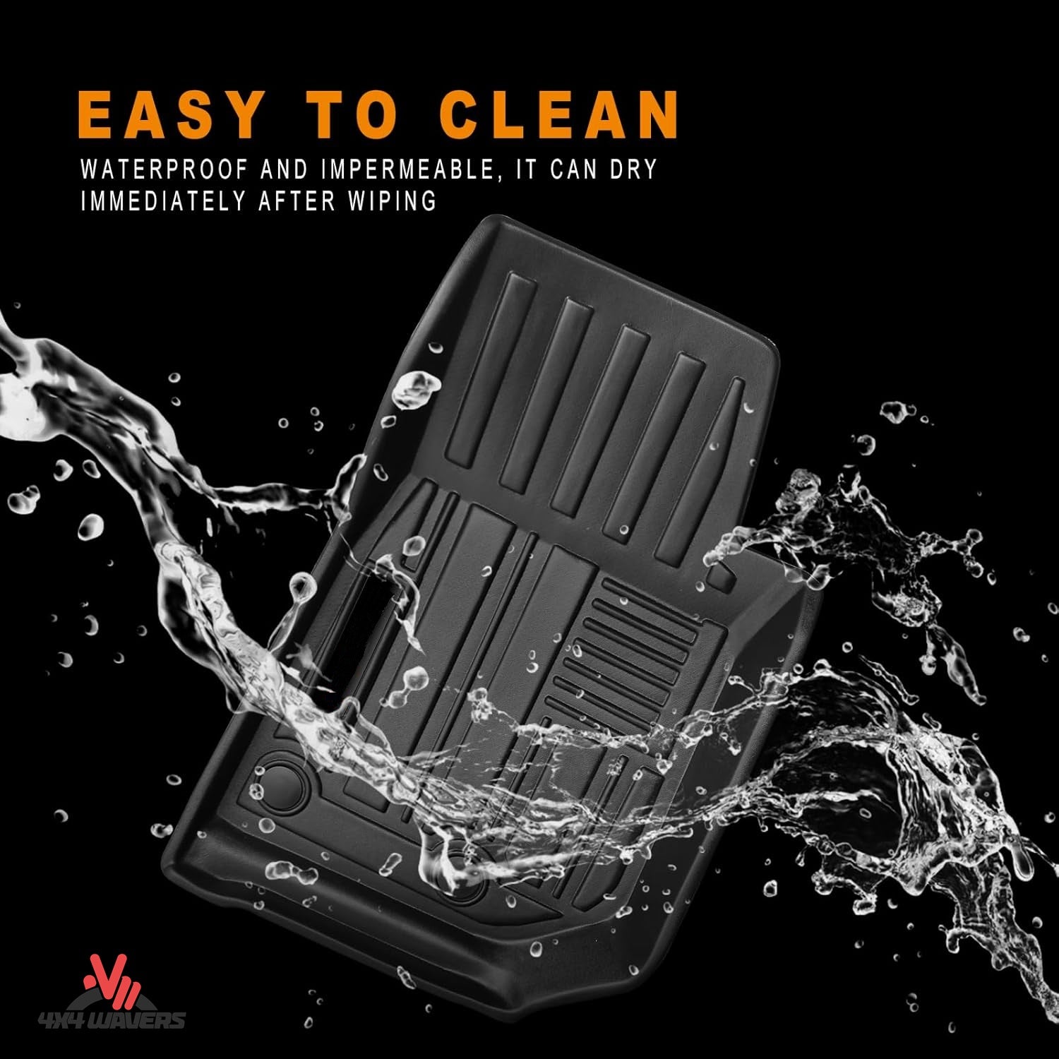 4X4WAVERS 3D Floor Mat Kit - Rugged Armor Style - Heavy Duty TPE - Jeep Wrangler JK 2007-2018  (2 doors) - 4X4 WAVERS