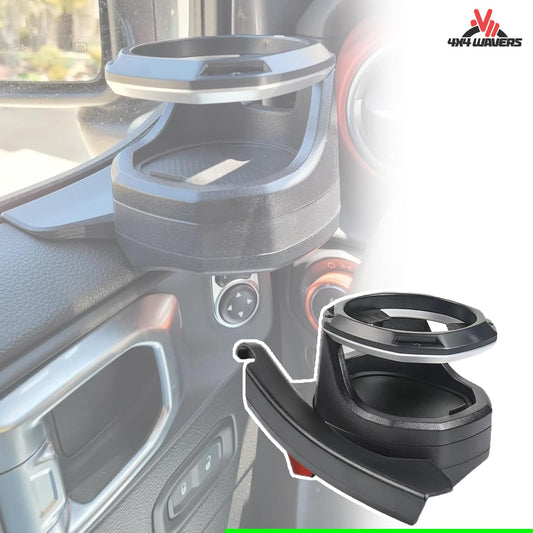 4X4WAVERS Front Doors Window Cup Holder Kit (Pair for Driver and Passenger) - Jeep Wrangler JL/JLU/4XE/JT 2018+ - 4X4 WAVERS