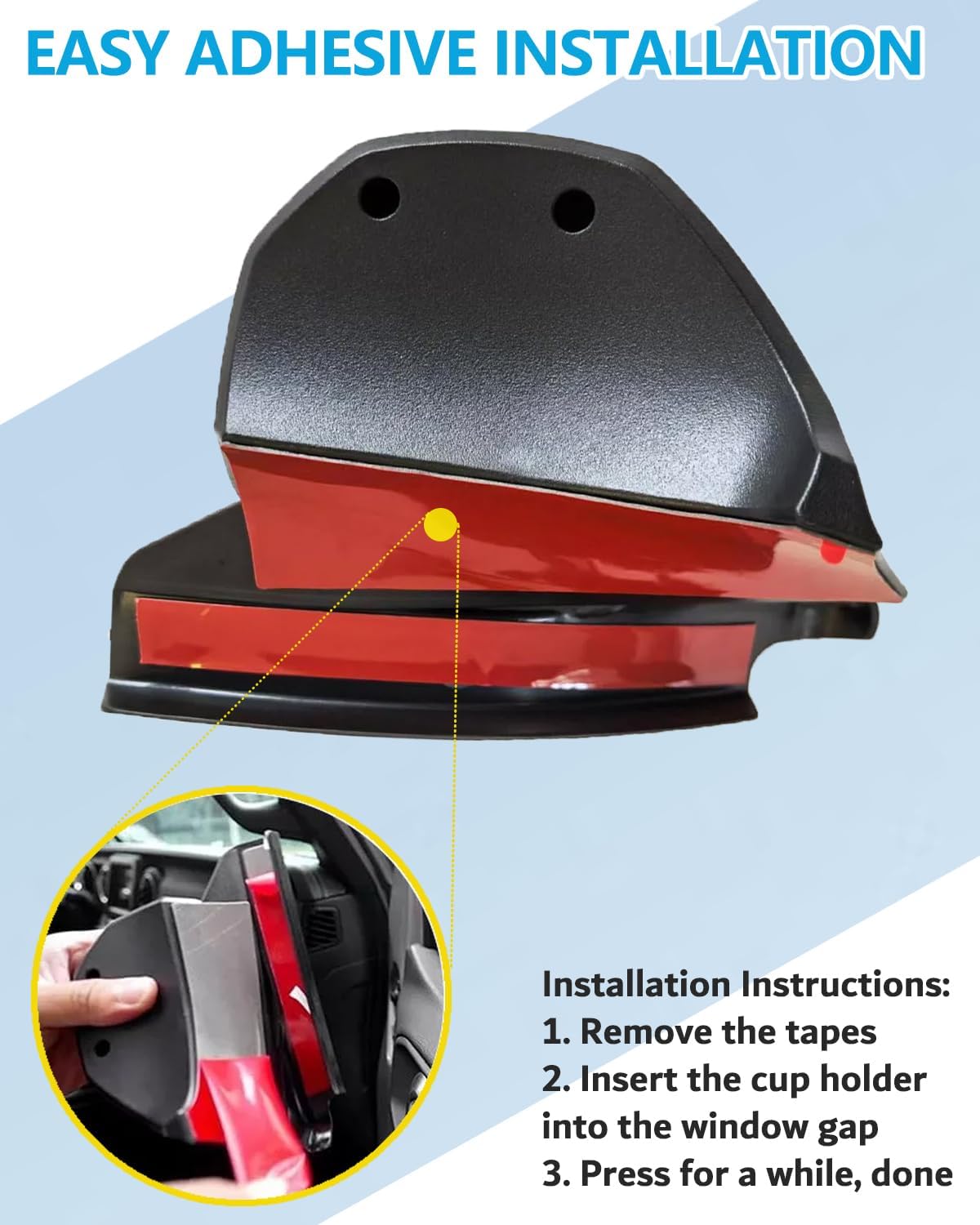 4X4WAVERS Front Doors Window Cup Holder Kit (Pair for Driver and Passenger) - Jeep Wrangler JL/JLU/4XE/JT 2018+ - 4X4 WAVERS