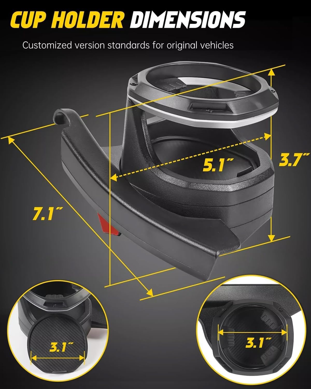 4X4WAVERS Front Doors Window Cup Holder Kit (Pair for Driver and Passenger) - Jeep Wrangler JL/JLU/4XE/JT 2018+ - 4X4 WAVERS