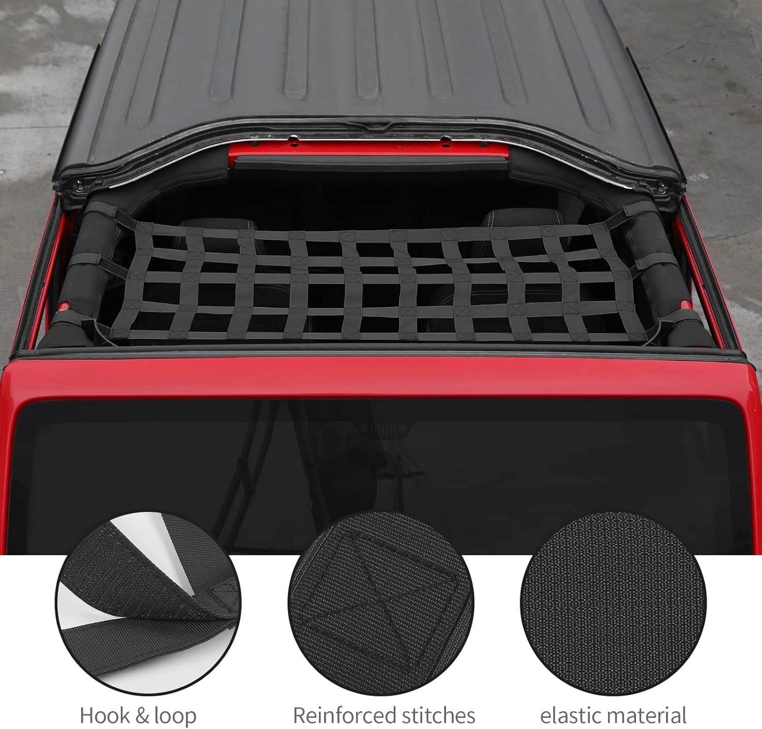 4X4WAVERS Premium Mesh Cargo Net for Roof and Trunk - For All Jepp Wrangler Models - Universal - 4X4 WAVERS
