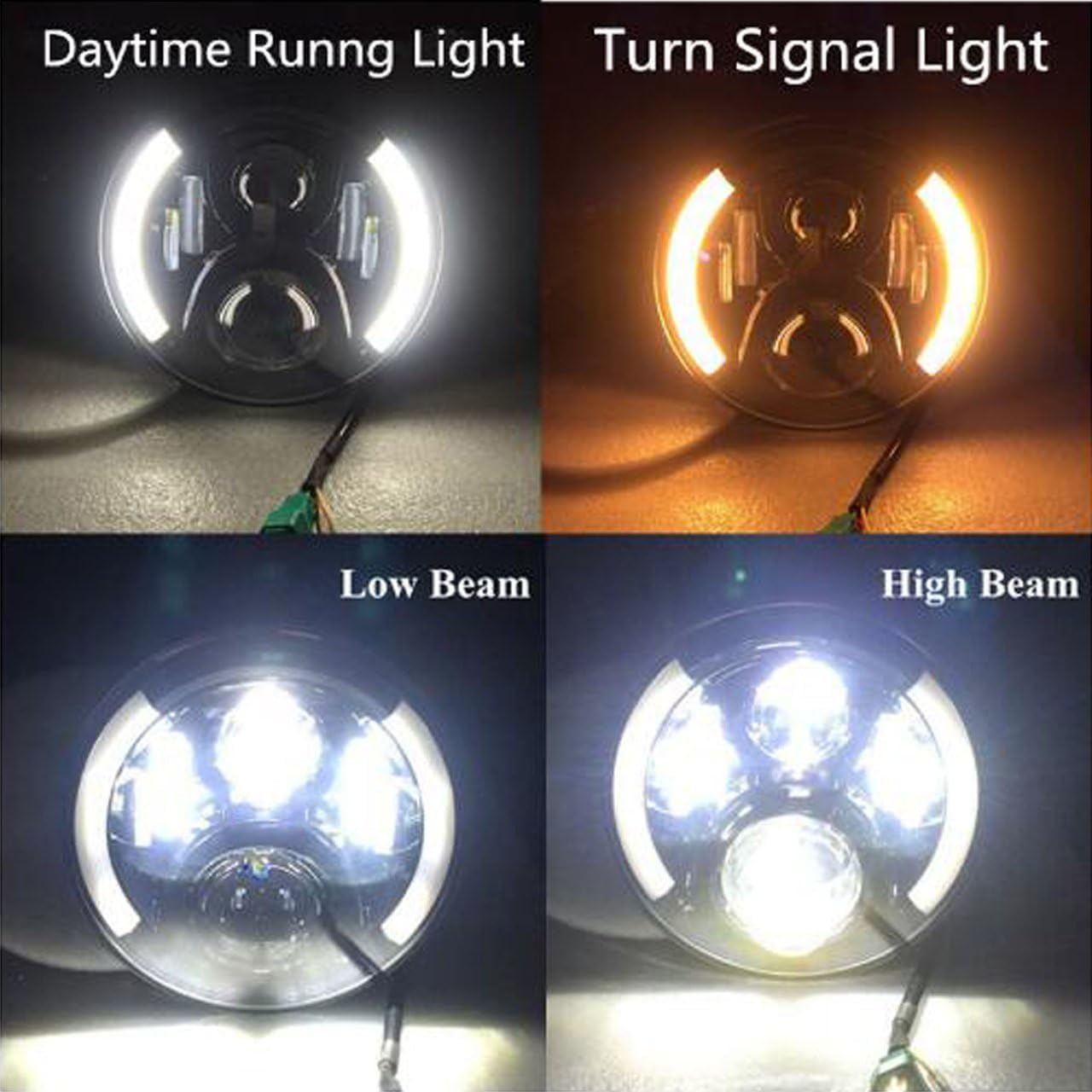 4X4WAVERS 7 inch Headlights Premium LED Light Replacement - Angel Eyes Style 2nd Generation - Jeep Wrangler TJ/JK/JKU 1997-2018 - 4X4 WAVERS