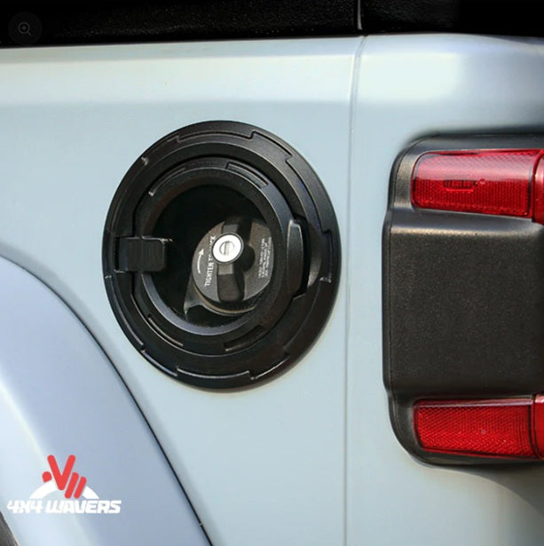 Couvercle de réservoir de gaz transparent en aluminium 4x4wavers - Style Maiker pour Jeep Wrangler JL / JLU / 4XE