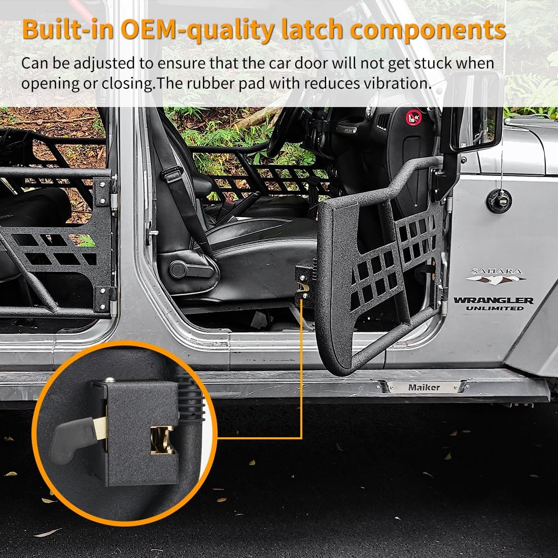 4X4WAVERS Tube Door 4 Doors With Rearview Mirror - Hunting Style - Jeep Wrangler JKU 2007-2018 (4 doors) - 4X4 WAVERS