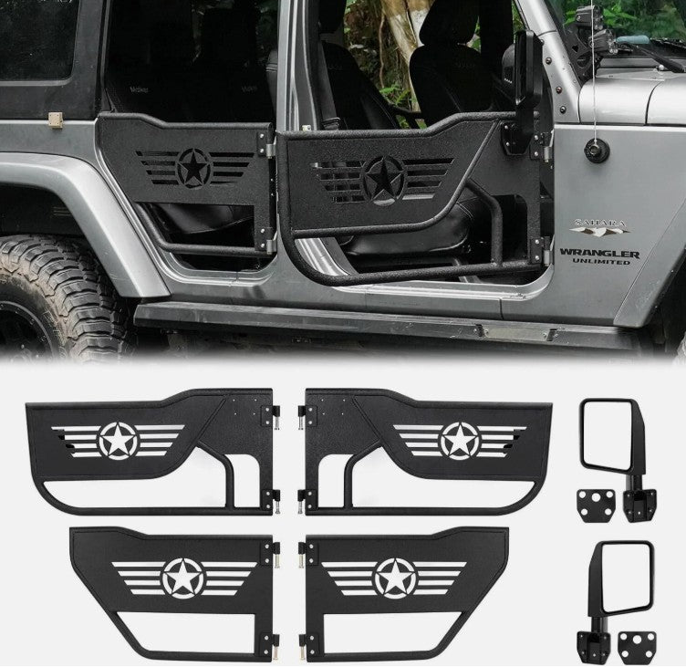 4X4WAVERS Tube Door 4 Doors With Rearview Mirror - Five Star Trail Style - Jeep Wrangler JKU 2007-2018 (4 doors) - 4X4 WAVERS