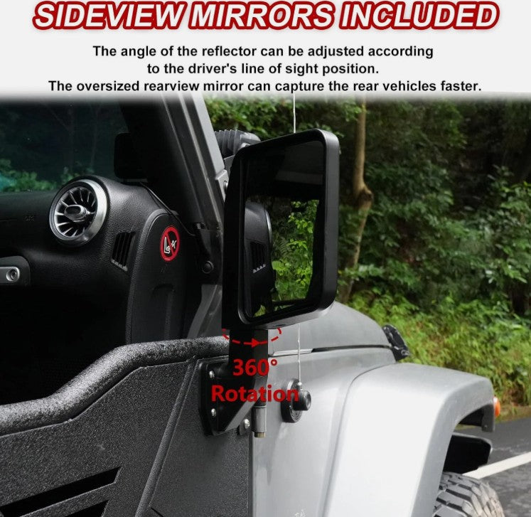 4X4WAVERS Tube Door 4 Doors With Rearview Mirror - Five Star Trail Style - Jeep Wrangler JKU 2007-2018 (4 doors) - 4X4 WAVERS