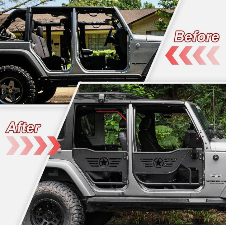 4X4WAVERS Tube Door 4 Doors With Rearview Mirror - Five Star Trail Style - Jeep Wrangler JKU 2007-2018 (4 doors) - 4X4 WAVERS