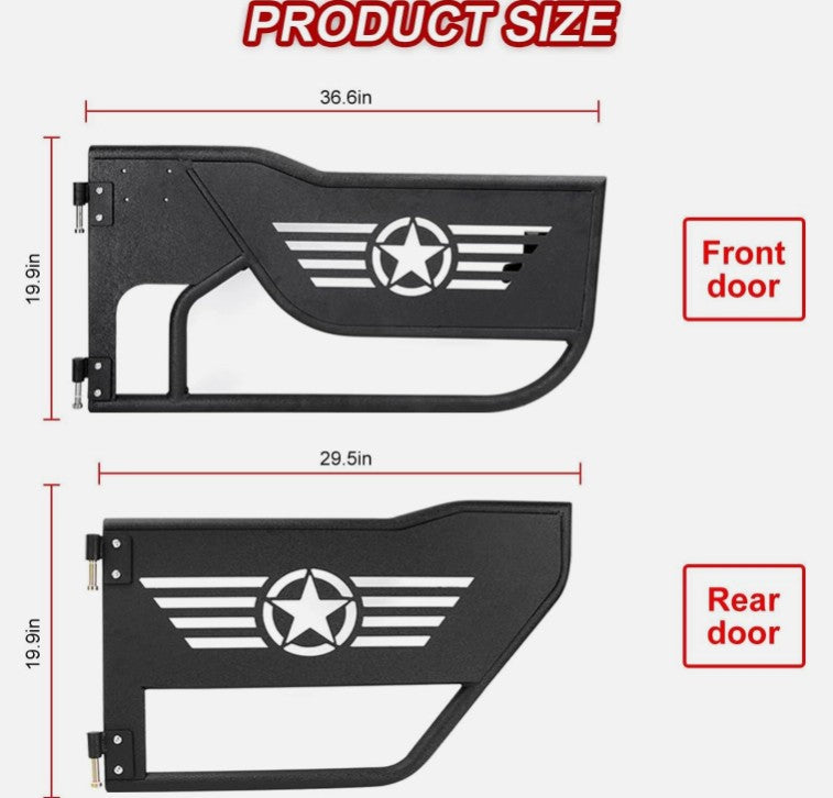 4X4WAVERS Tube Door 4 Doors With Rearview Mirror - Five Star Trail Style - Jeep Wrangler JKU 2007-2018 (4 doors) - 4X4 WAVERS