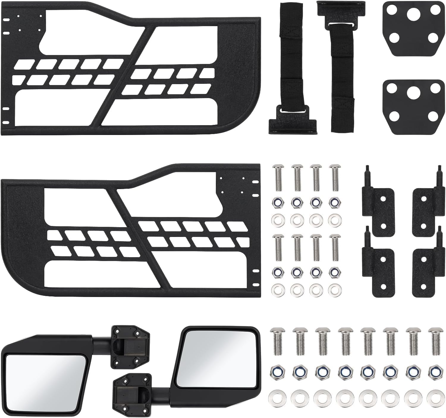 4X4WAVERS Tube Door 4 Doors With Rearview Mirror - Hunting Style - Jeep Wrangler JK 2007-2018 (2 doors) - 4X4 WAVERS