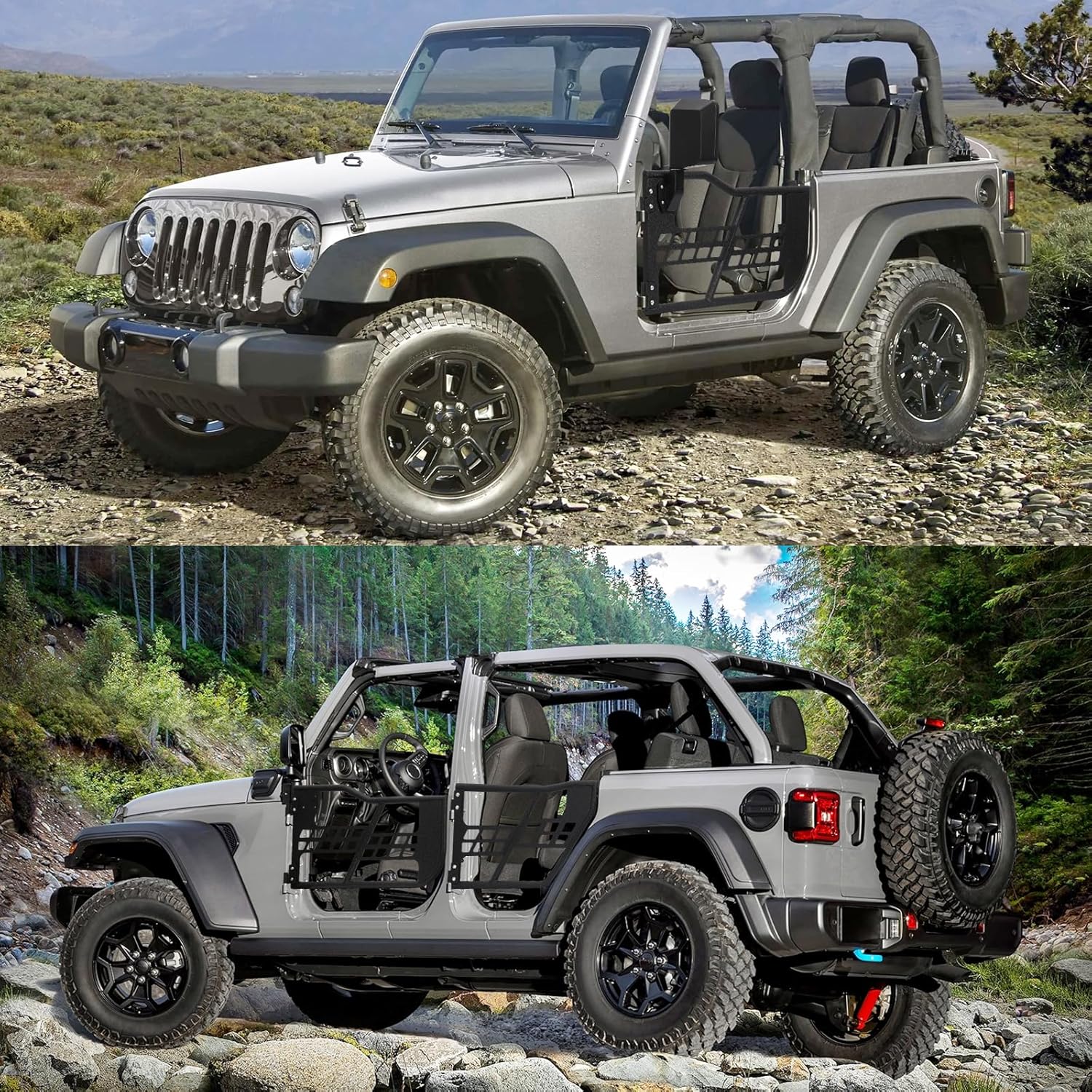 4X4WAVERS Tube Door 4 Doors With Rearview Mirror - Hunting Style - Jeep Wrangler JK 2007-2018 (2 doors) - 4X4 WAVERS