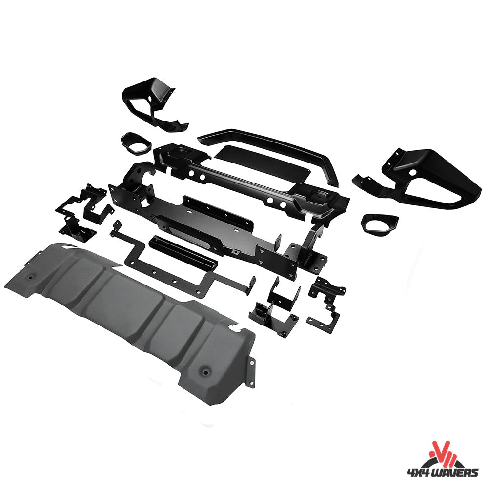 4X4WAVERS Premium Front Bumper with Sensor Holes - RR Style - Jeep Wrangler JL/JLU/4XE/JT 2018+ - 4X4 WAVERS