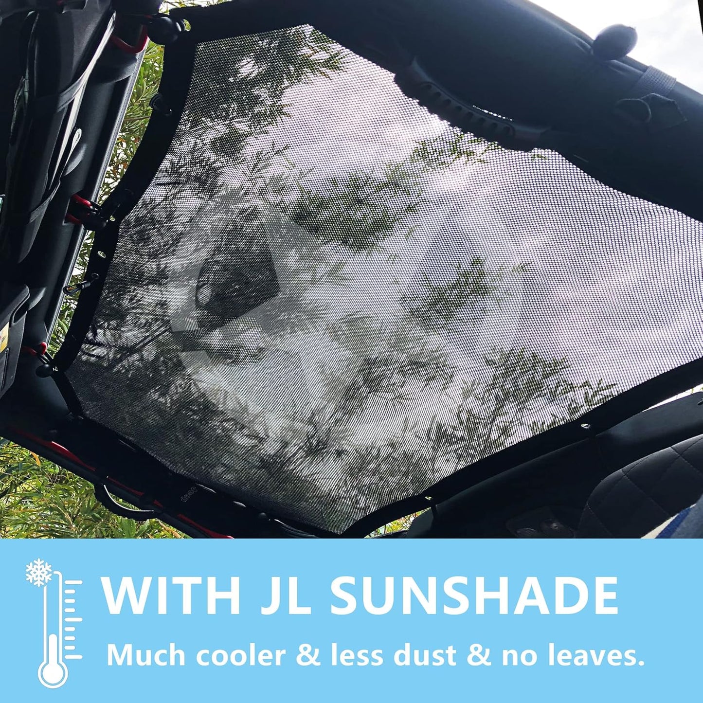 4X4WAVERS Front Top Shade Net - Mesh Shade Sun Protector - Jeep Wrangler JK/JKU 2007-2018 - 4X4 WAVERS