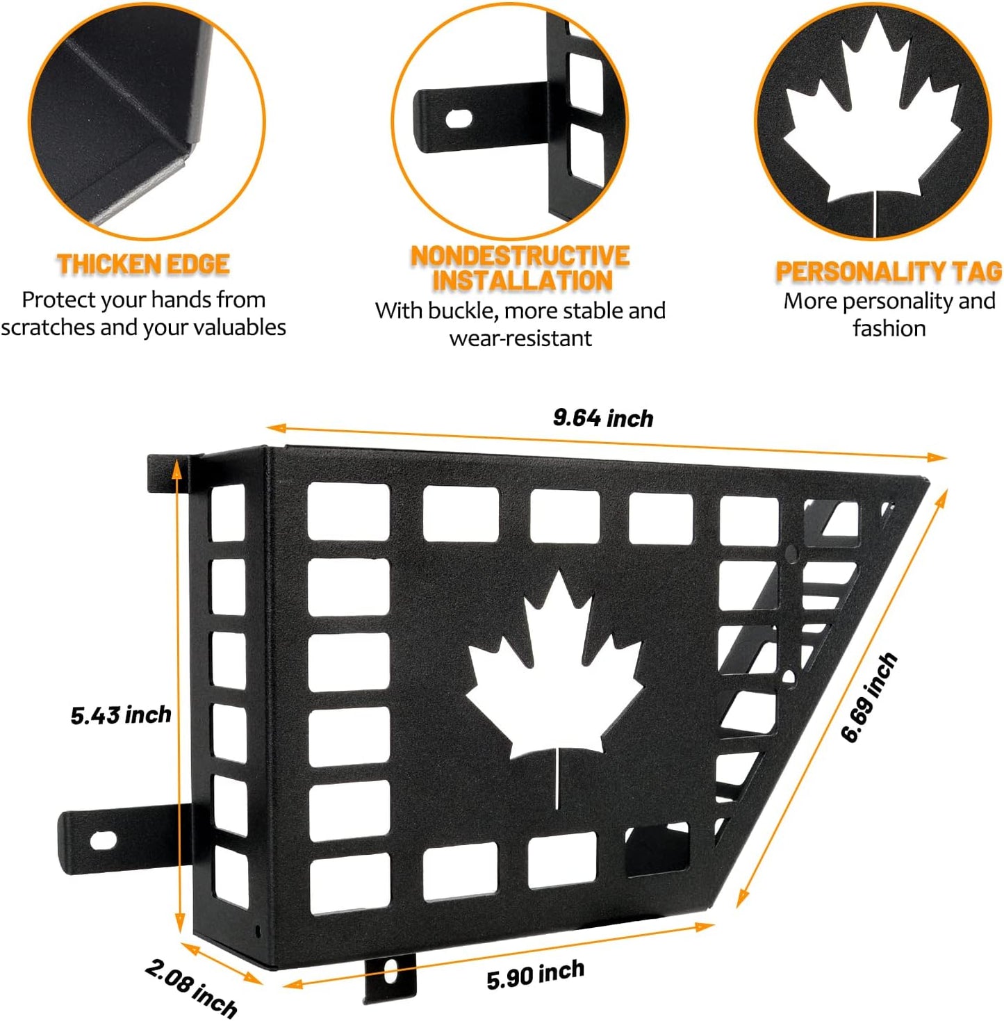 4X4WAVERS Metal Front Door Storage Box, Door Side Insert Organizer Box Pockets with CANADA Flag Style - Jeep Wrangler JK/JKU 2007-2018