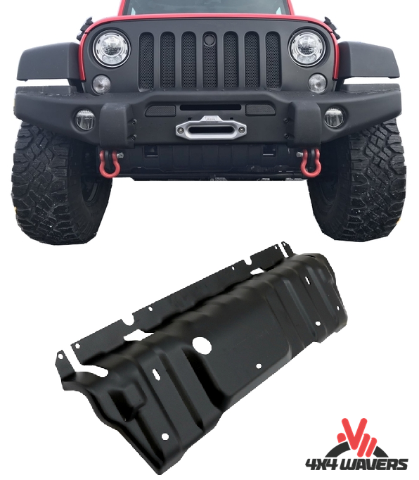 4X4WAVERS Armor Defense Steel Front Bumper Skid Plate - AEV Style - Jeep Wrangler JK/JKU 2007-2018 - 4X4 WAVERS