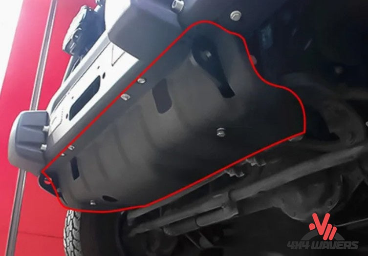 4X4WAVERS Armor Defense Steel Front Bumper Skid Plate - AEV Style - Jeep Wrangler JK/JKU 2007-2018 - 4X4 WAVERS