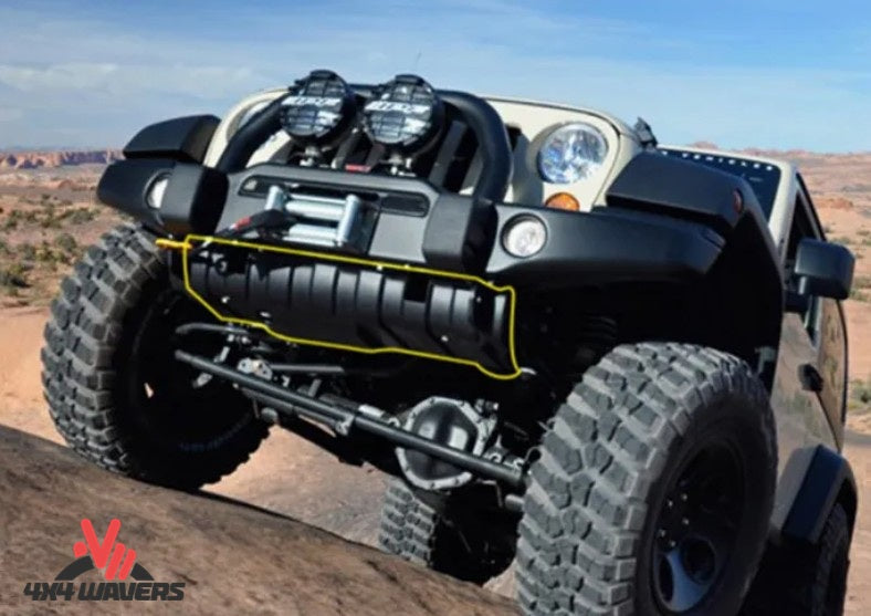 4X4WAVERS Armor Defense Steel Front Bumper Skid Plate - AEV Style - Jeep Wrangler JK/JKU 2007-2018 - 4X4 WAVERS