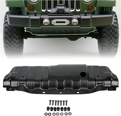 4X4WAVERS Plaque de protection avant pour pare-chocs 10e anniversaire - Acier peint par poudrage - Jeep Wrangler JK/JKU 2007-2018