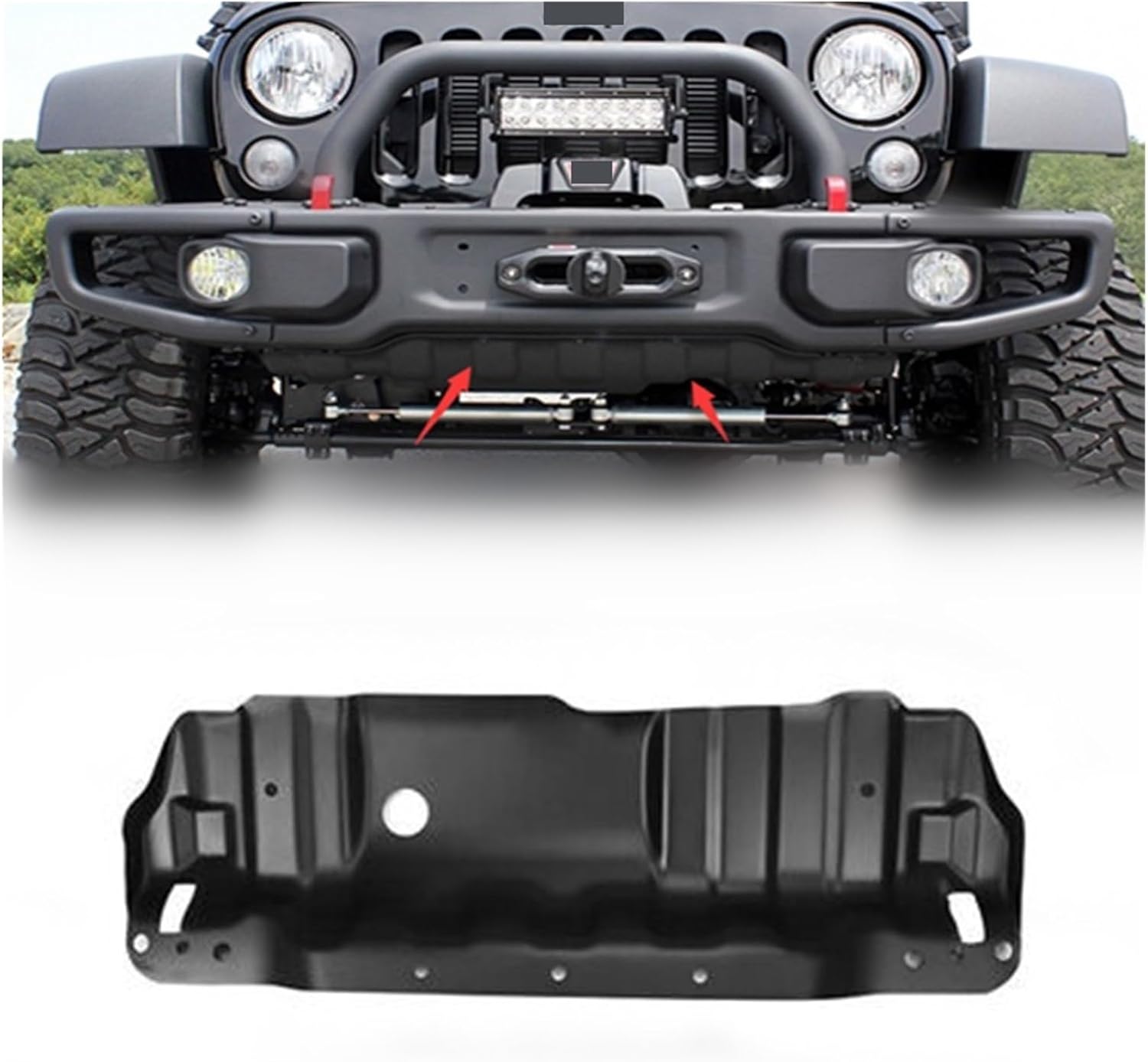 4X4WAVERS 10th Anniversary Front Bumper Skid Plate - Powder Coated Steel - Jeep Wrangler JK/JKU 2007-2018 - 4X4 WAVERS