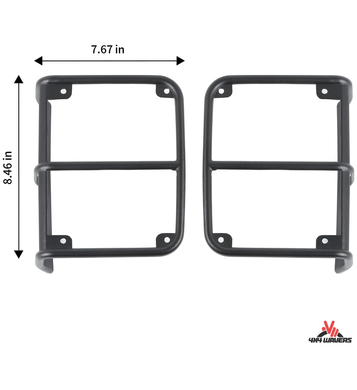 4X4WAVERS Tail Light Cover Guards - Powder Coated Steel - Jeep Wrangler JK/JKU 2007-2018 - 4X4 WAVERS