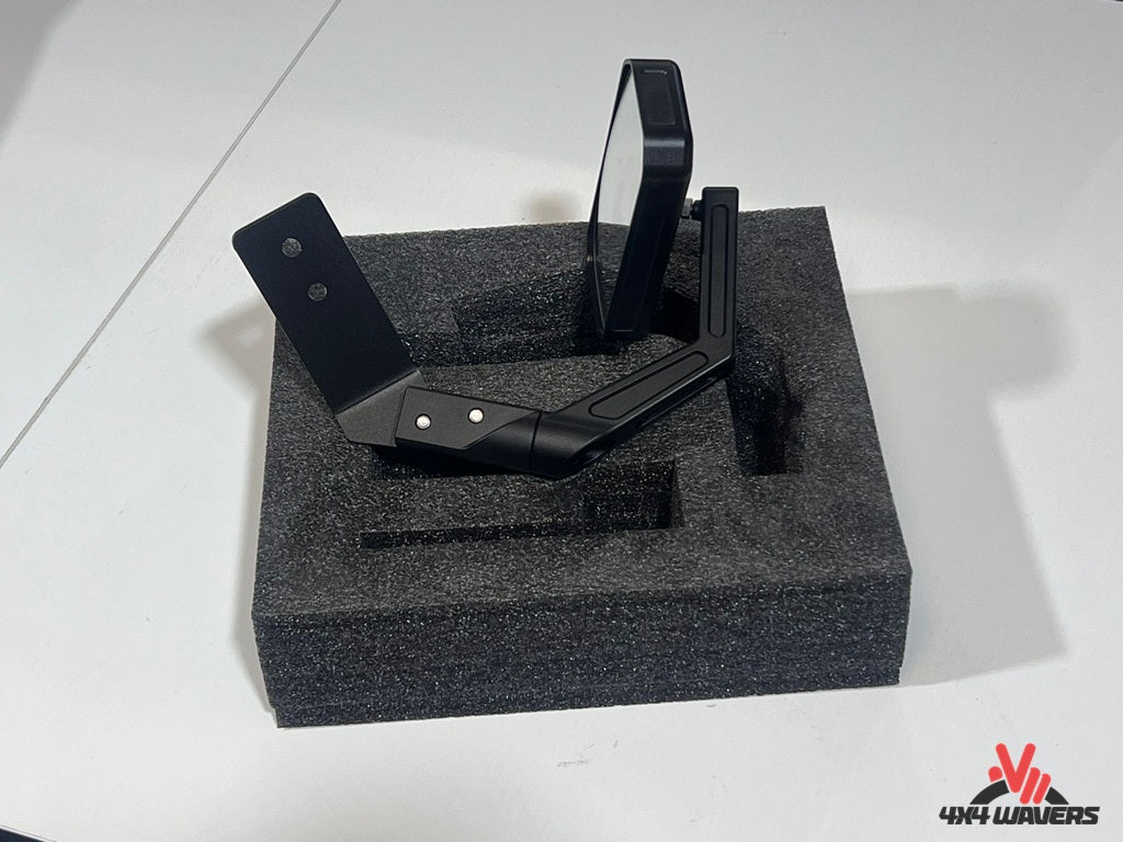 FURY ENGRAVER Hood Side Auxiliary Mirror - Black Aluminum - All Jeep Wrangler Models JK/JKU/JL/JLU/4XE/JT 2007+ - 4X4 WAVERS