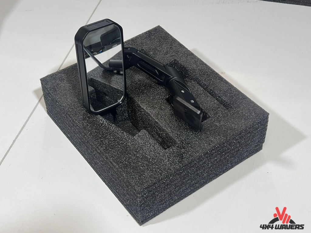 FURY ENGRAVER Hood Side Auxiliary Mirror - Black Aluminum - All Jeep Wrangler Models JK/JKU/JL/JLU/4XE/JT 2007+ - 4X4 WAVERS