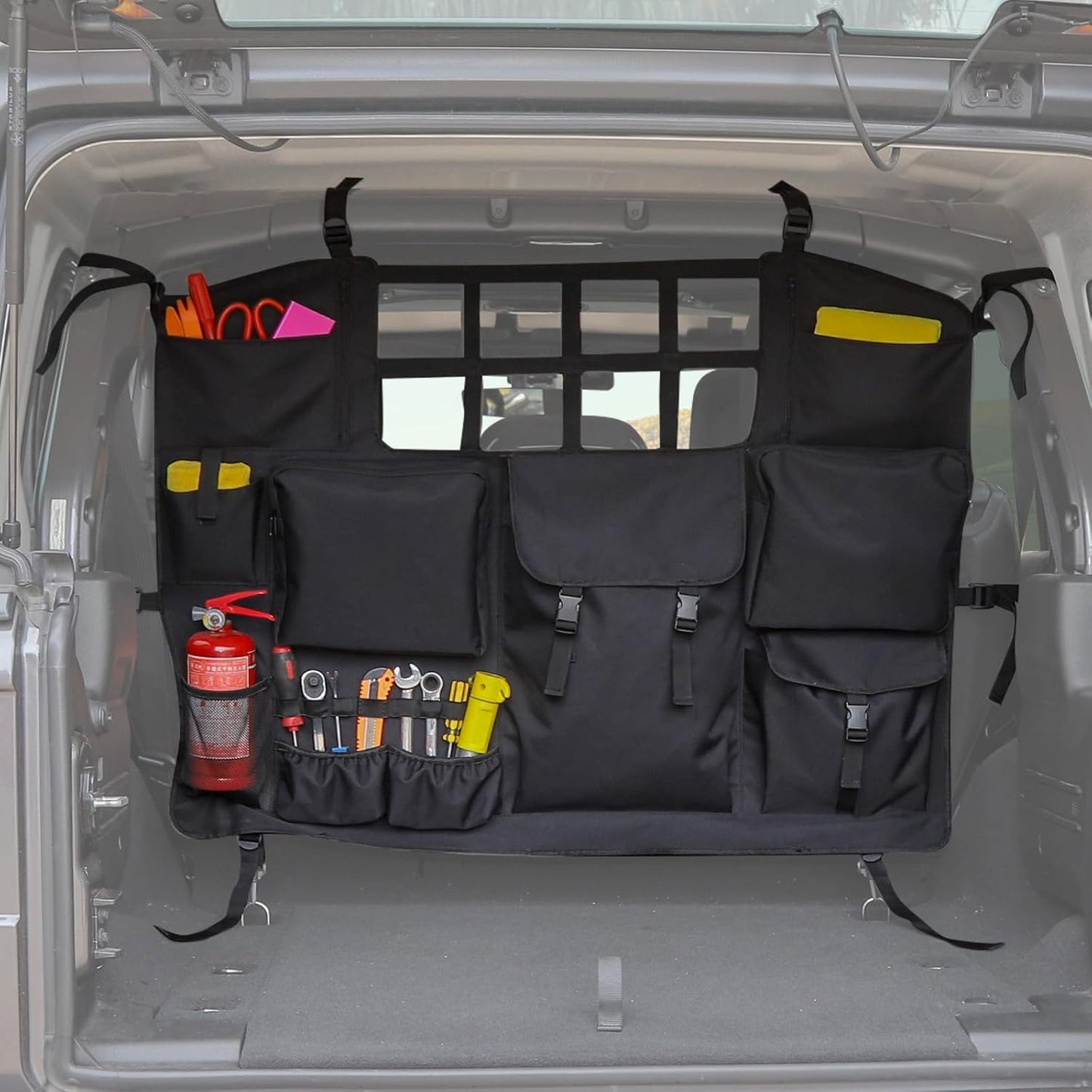 4X4WAVERS Trunk Storage Bag Organizer with Multi-Pockets Tool Kits Cargo Bag - Jeep Wrangler JKU/JLU/4XE 2007+ (4 doors only) - 4X4 WAVERS