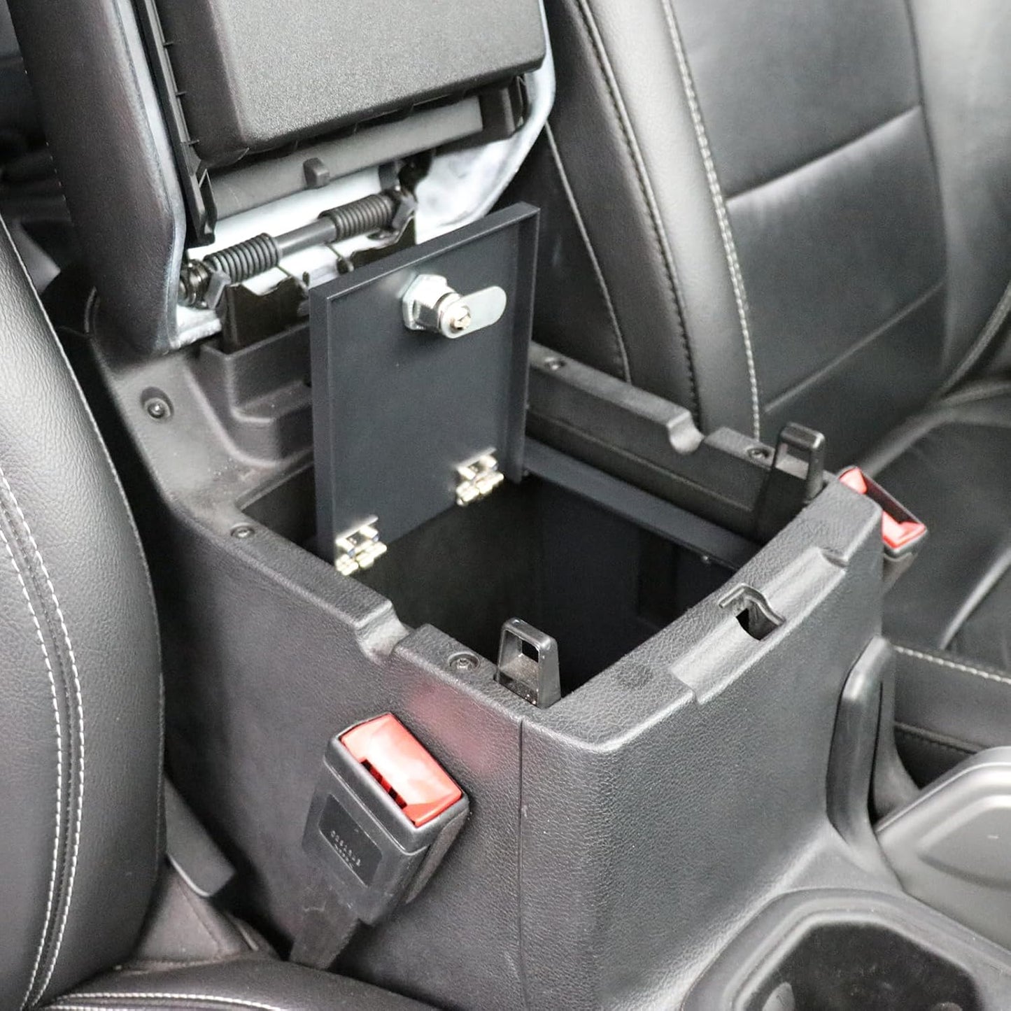 4X4WAVERS Center Console Lock Box with Digit Combo - Gun Armrest Safe Lockbox - Jeep Wrangler JL/JLU/4XE/JT 2018+